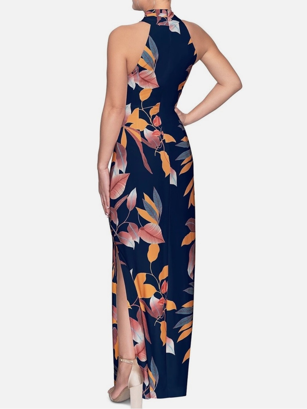 Rachel Roy Navy Floral Halter Dress XL - Picture 4 of 11
